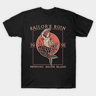 Sailor's Ruin, Old School Nautical, Pinup Mermaid Girl, Tattoo Design, Rhode Island T-Shirt